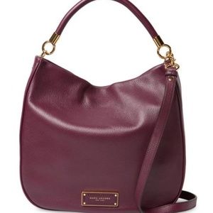 MARC JACOBS Deep Bordeaux Leather Hobo Bag